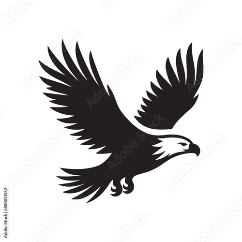 Avian Mastery: A Striking Flying Eagle Silhouette, Elegantly Portraying the Commanding Presence of Birds in Flight.
