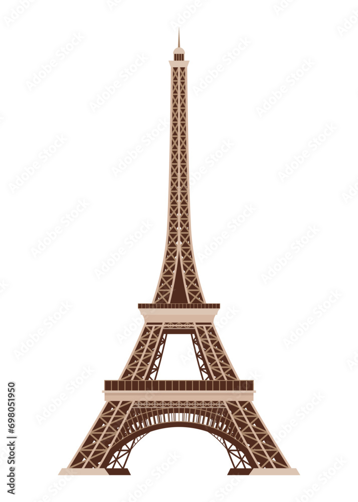 Eiffel Tower vector icon. World famous France tourist attraction symbol. International architectural monument isolated on white background. Vector illustration