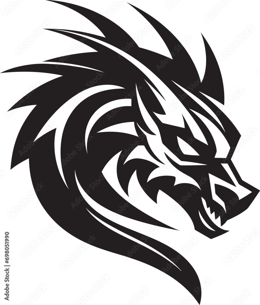 Obraz premium Shadowed Serpent Black Dragon Emblem Mystic Wyrm Mark Dragon Vector Icon