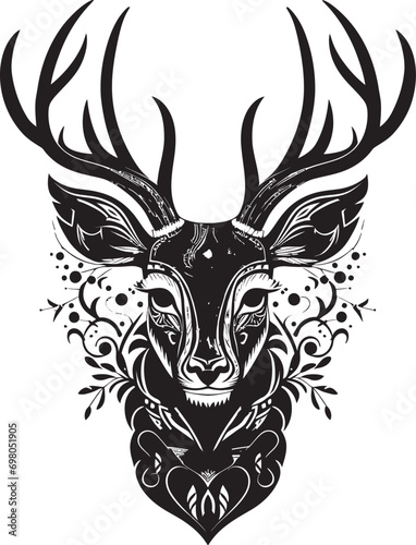 Symbolic Forest Spirit Deer Vector Badge Tranquil Wilderness Black Deer Mark
