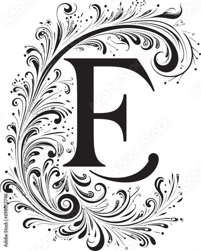 Enigmatic Elegance Puzzling Font E Decor Vector Elegant Encounters Graceful Letter E Vector Font