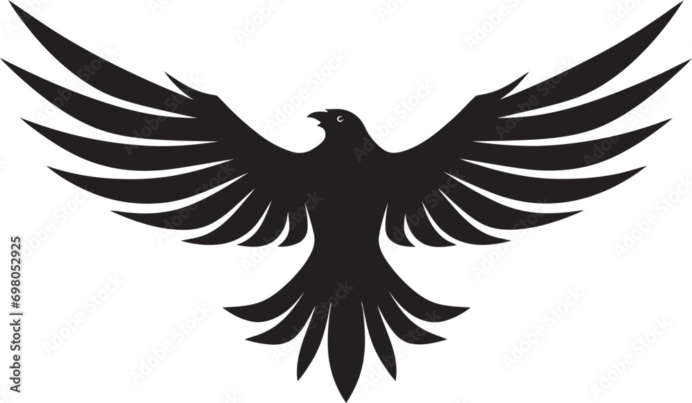 Winged Majesty Eagle Vector Icon Regal Bird of Prey Black Eagle Logo Winged Majesty Eagle Vector Icon Regal Bird of Prey Black Eagle Logo