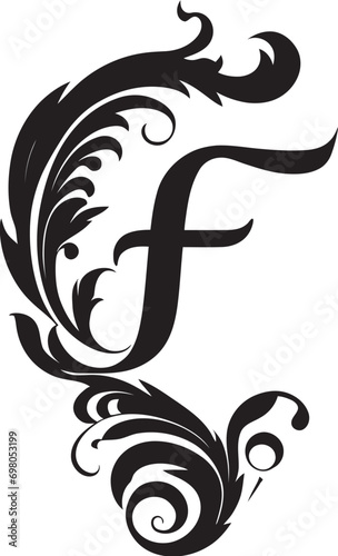 Feathered Charm Plumed Letter F Decor Vector Flowing Elegance Fluid Font F Vector Art