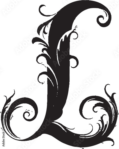 Lustrous Swirls Glossy Letter L Vector Lyrical Elegance Poetic Font L Vector Art