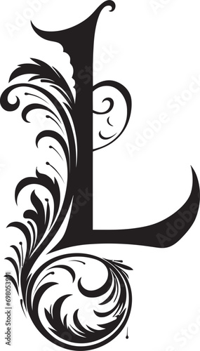 Luminous Script Radiant Font L Vector Art Lavish Accents Ornate Letter L Decor Vector