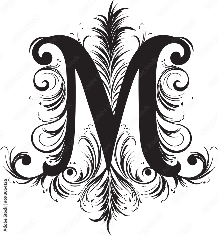 Melodic Accents Harmonious Letter M Vector Mystical Patterns Intricate Font M Vector Art
