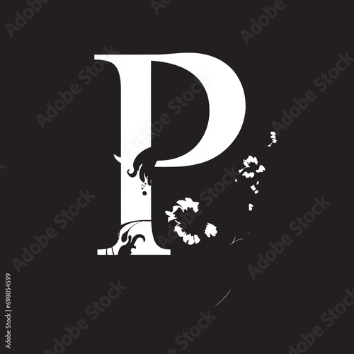 Primeval Script Ancient Font P Vector Pearly Elegance Radiant Letter P Vector Art
