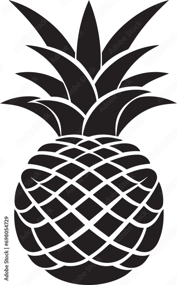 Obraz premium Fruitful Elegance Pineapple Iconic Emblem Stylish Tropical Touch Black Vector Icon