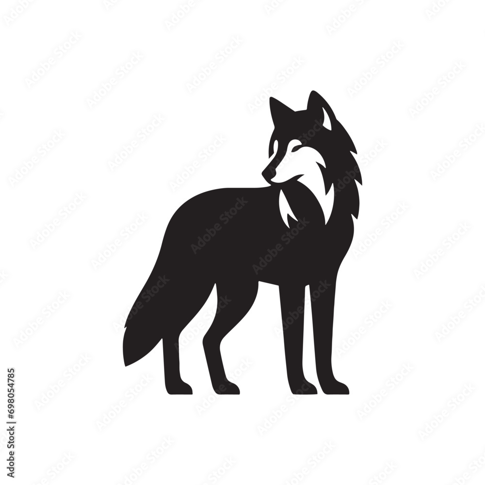 Fototapeta premium Black Vector Wolf Silhouette: Artful Representations of Animal Grace, Simple yet Captivating Shadows 