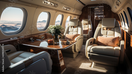 Interior of a passenger plane, airplane