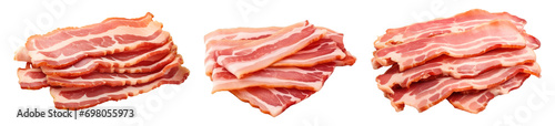 Set of delicious bacon slices PNG