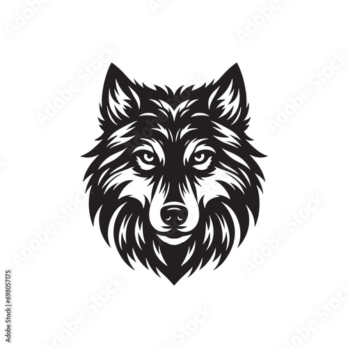 Animal Face Silhouettes  A Gallery of Diverse and Expressive Wildlife Portraits - Black vector wolf face Silhouette 