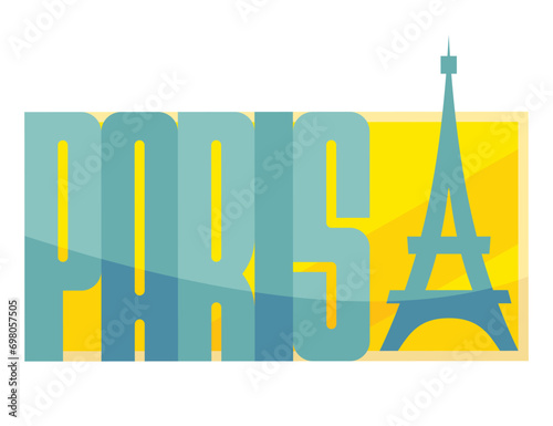 Love Paris Designed in the style of a travel trunk sticker, with the bold letters PARIS. The Eiffel tower in Paris