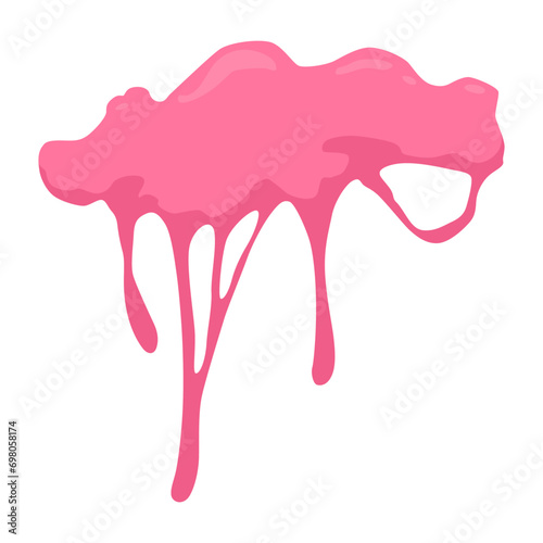 Bubble gum splash. Cartoon chewy sweet candy. Stains and sticky stretchy form. Children bubblegum. Vector illustration