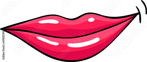 Red lips female. Woman expressed emotion, beauty concept. Modern pop art style, flat vector design illustration