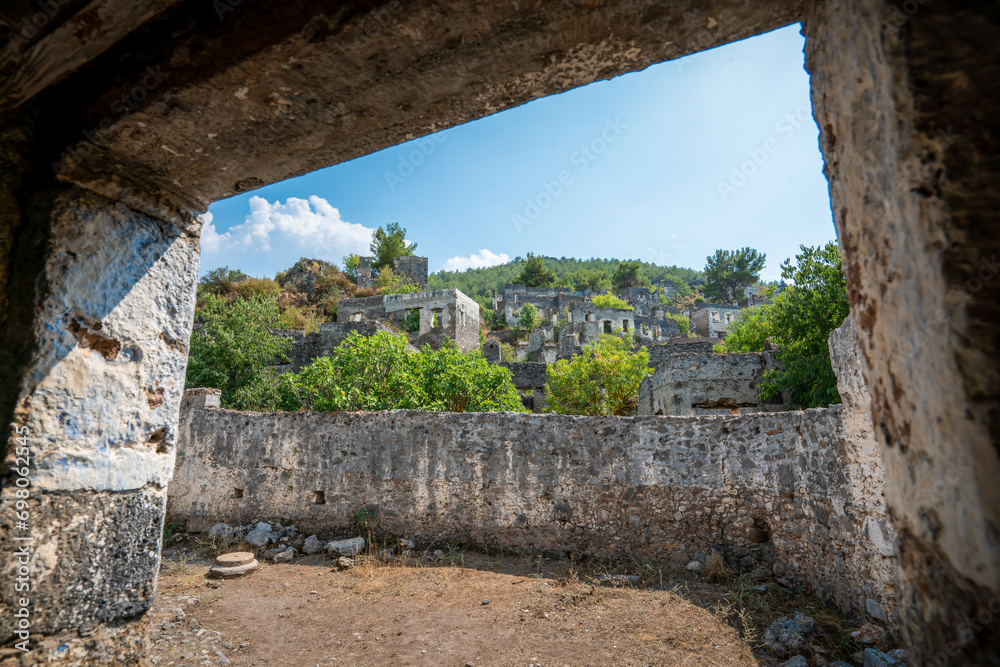 Kayaköy Abandoned ghost town, stone houses and ruins. The site of the 18th century Ancient Greek city of Karmilissos. Fethiye – TURKEY