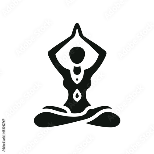 Black and white logotype of a yoga girl