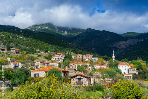 The Old Village of Doganbey in Soke District of Aydin Province and Its Stone Houses with Its Authentic Architecture. photo