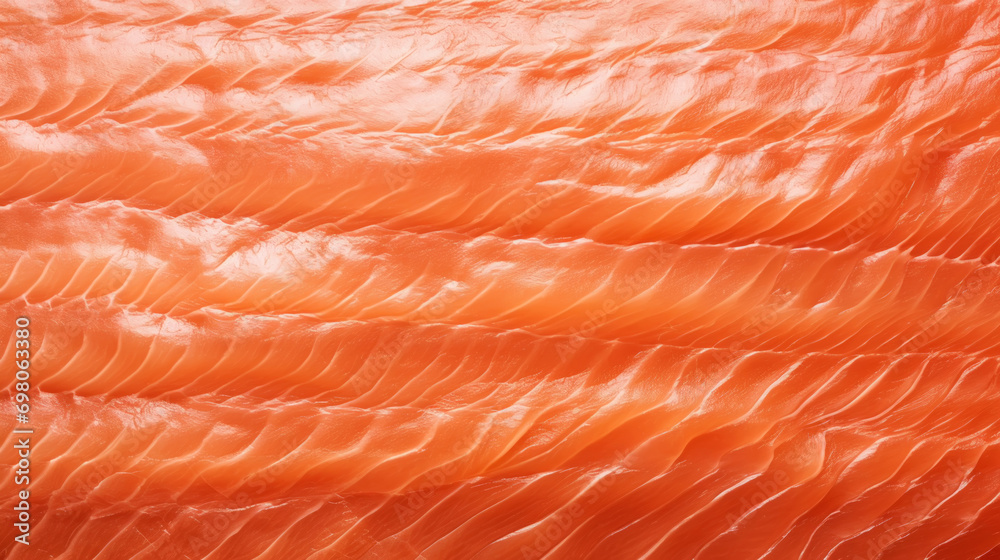 Close-up of raw fresh salmon sashimi structure. Food fish background. Generative AI