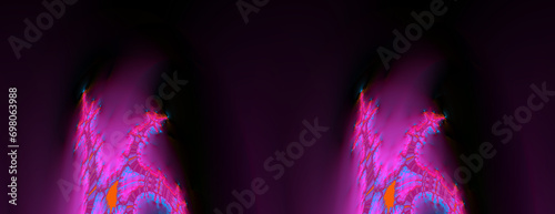 twin glowing pinky purple shaped motif on a plain background photo