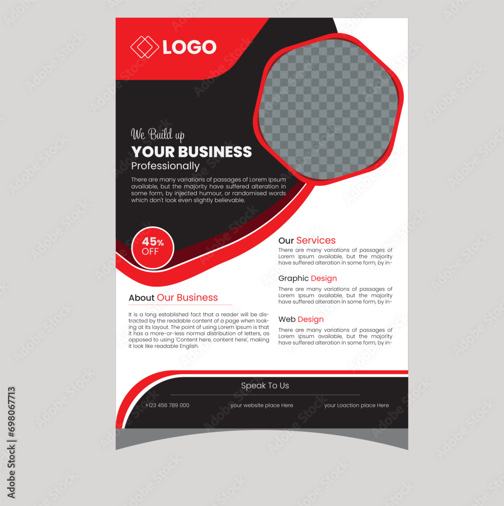 creative flyer design template for business promotion..A4 flyer, leaflet, banner, business card and free illustration