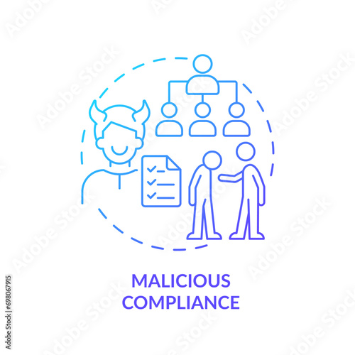 2D gradient malicious compliance icon, simple isolated vector, thin line illustration representing workplace trends.