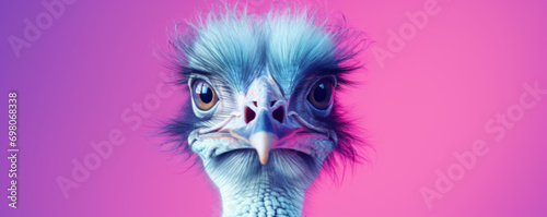 Funny ostrich in studio