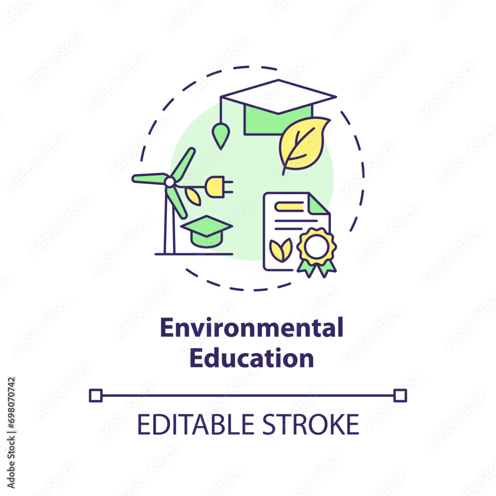Obraz premium 2D editable multicolor environmental education icon, simple isolated vector, thin line illustration representing environmental psychology.