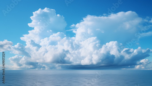 Beatiful sky with comolus clouds.Minimal nature concept.Copy space.Generative AI © sunaiart