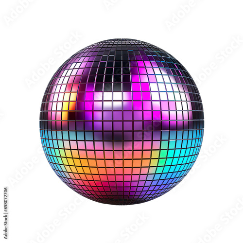 a cute clipart scene featuring a vibrant shiny disco ball in black isolated PNG
