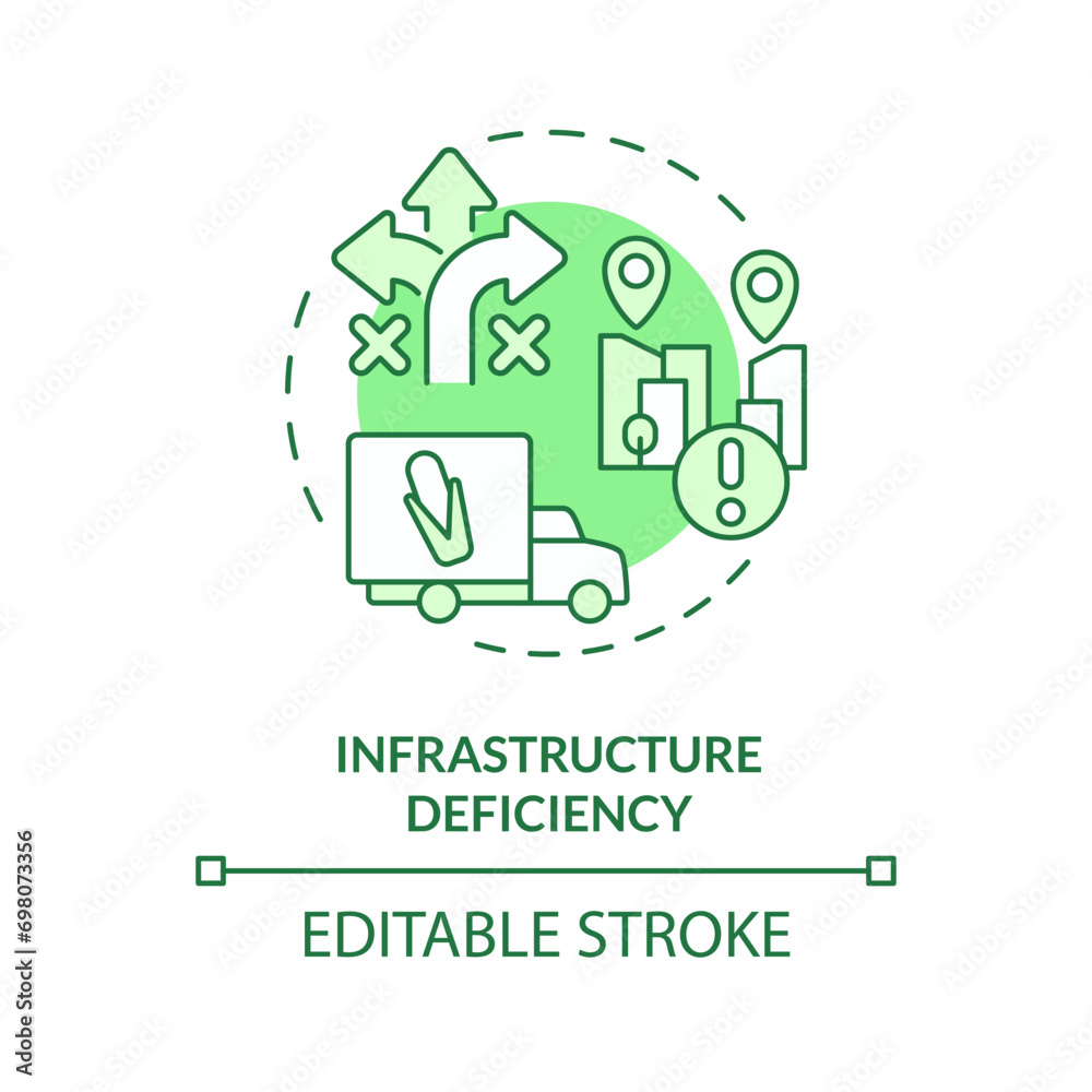2D editable green infrastructure deficiency icon, monochromatic isolated vector, thin line illustration representing agricultural clusters. 2D editable green infrastructure deficiency icon, monochromatic isolated vector, thin line illustration representing agricultural clusters.