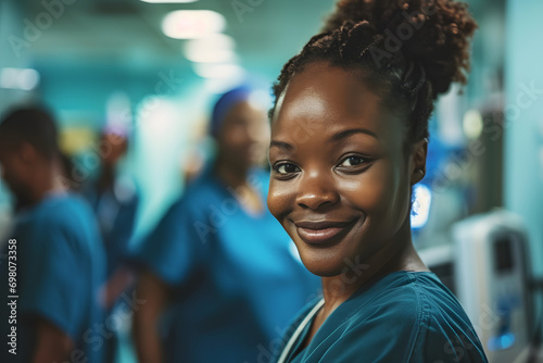 portrait of smiling black female nurses in hospital © Lin_Studio