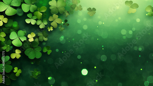 Elegant green St. Patrick's day background with space for text. A congratulatory banner.