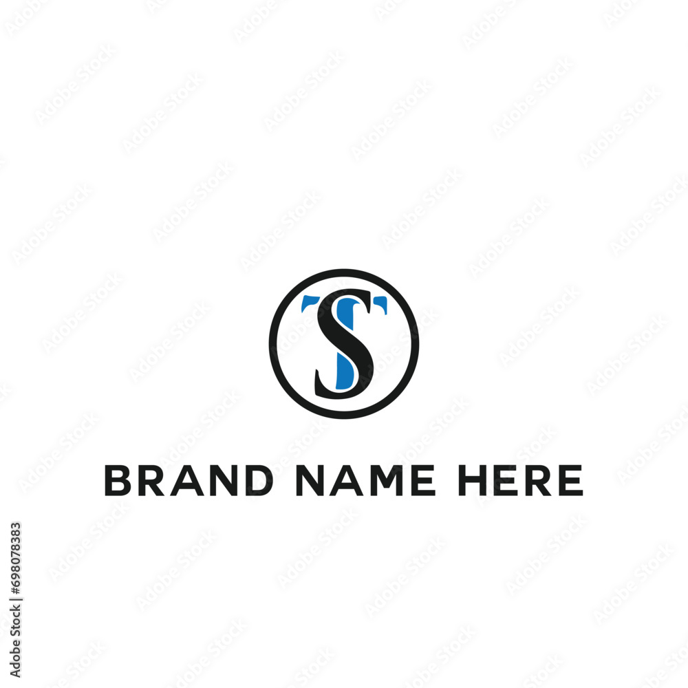 ST logo. S T design. White ST letter. ST, S T letter logo design. Initial letter ST linked circle uppercase monogram logo. S T letter logo vector design.	
