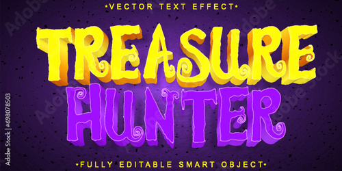 Cartoon Treasure Hunter Vector Fully Editable Smart Object Text Effect