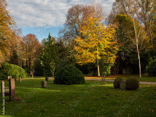 Autum at Hamburg Ohlsdorf Park Cemetery