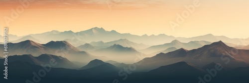 Mountain mirage. Abstract mountain ranges with misty peaks in soothing earth tones