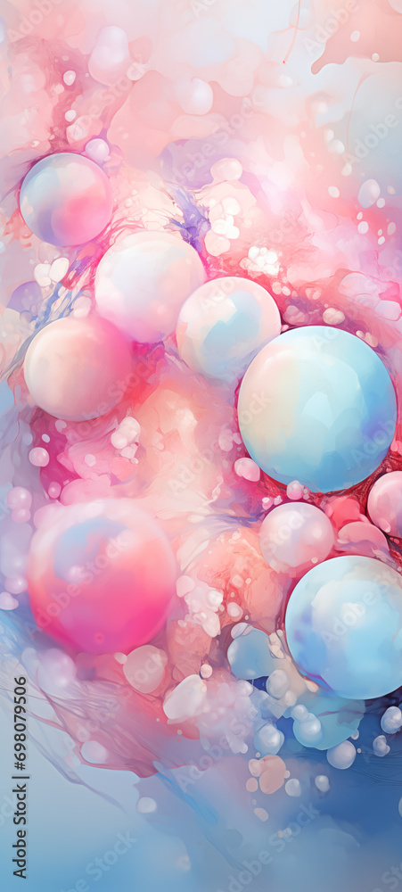 Blue and pink water colors abstract, calm and confident background, phone wallpaper