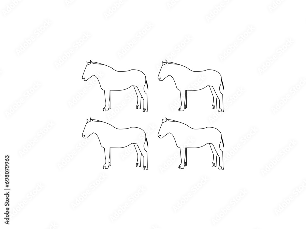 Hand drawn horse outline illustration.
Cute horse walking cartoon vector icon illustration animal nature icon concept isolated premium,Brown horse jumping cartoon,A horse is running in the desert with
