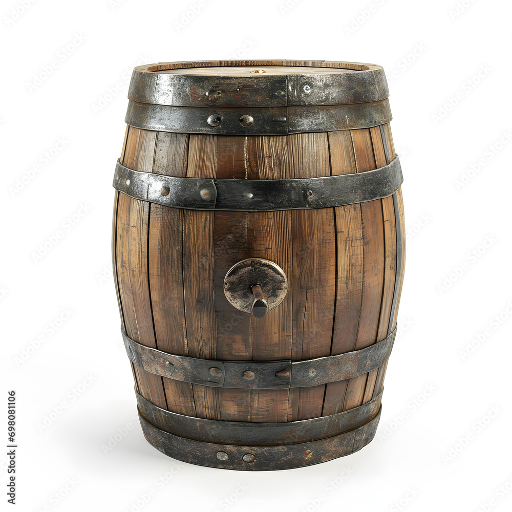 Obraz premium old wooden barrel isolated on white