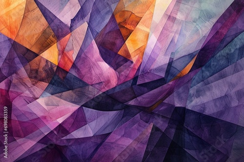 : Mysterious purple geometric forms overlapping, creating a captivating abstract tapestry that evokes a sense of wonder