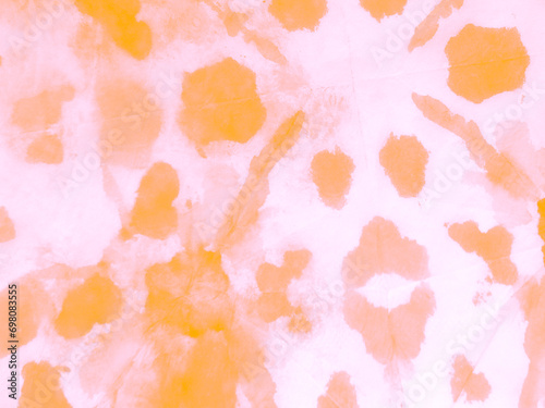 Bacground Tie Dye. Orange Dirty Fabric Print.