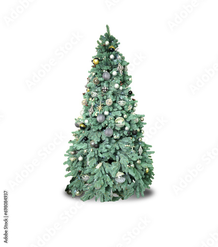 christmas tree with toys isolated on white
