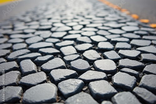 A Selective focus Cracked roughness danger asphalt road for Road safety awareness.