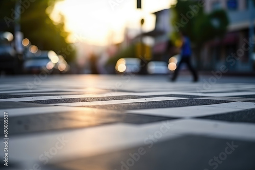 Selective Focus on Zebra crossing road for a Safety photo