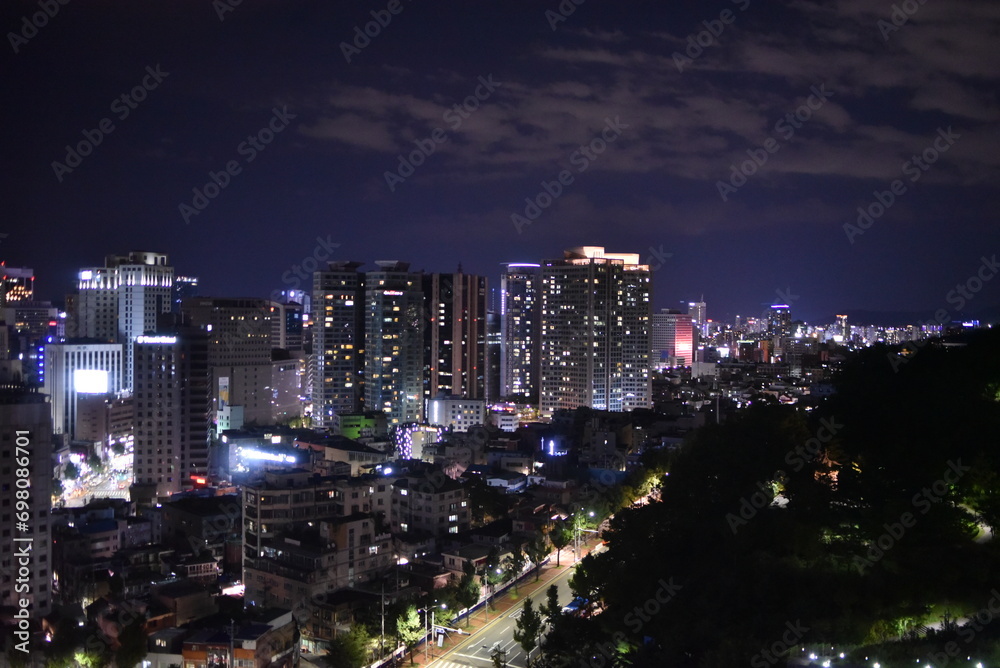 Night view of Namsan, South Korea on a summer night
