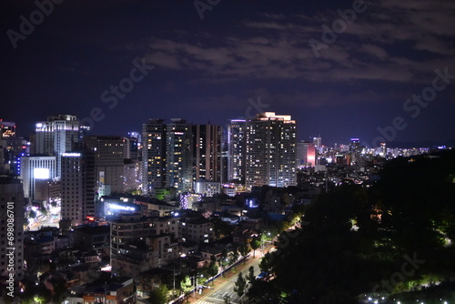 Night view of Namsan, South Korea on a summer night
