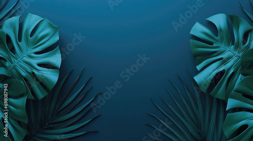Tropical leaves background. Minimal style . © Art AI Gallery