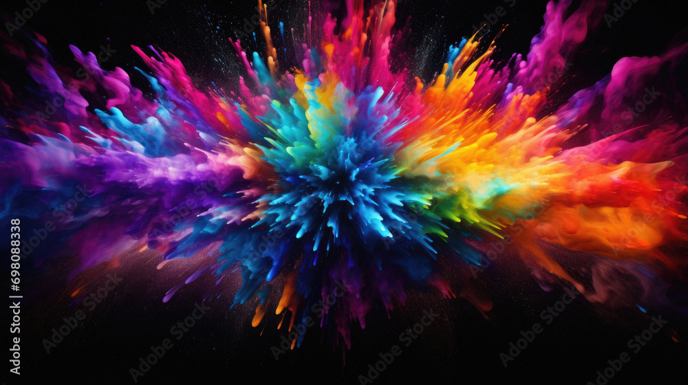 Abstract explosion of colored powder on a black background, abstract background Abstract explosion of colored powder on a black background, abstract background