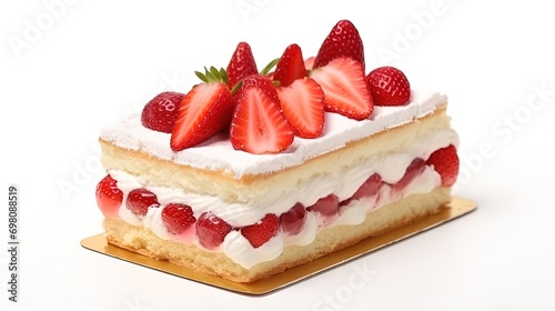 Isolate on a white background strawberry-vanilla cake